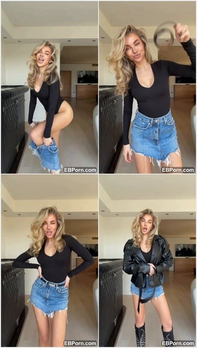 Dinamillion naked blonde babe show her adorable tits and pussy in black lingerie. Hottie and wet girl from Russia!