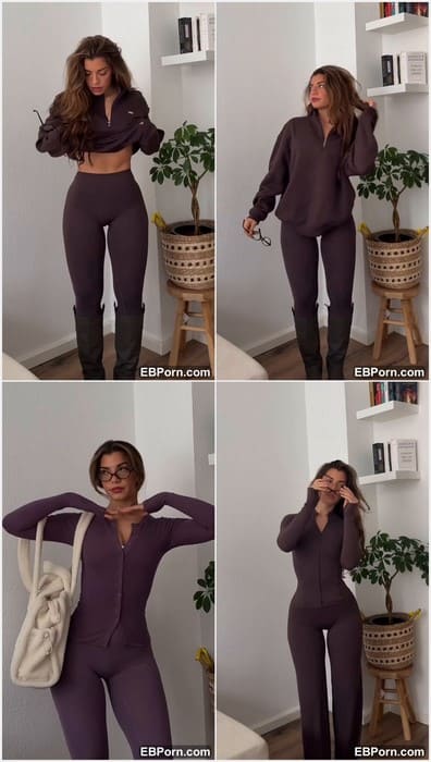 Jessyscara nude sexy brunette girl in hot tight yoga costume without panties. Sexy girl and model with hot tits!