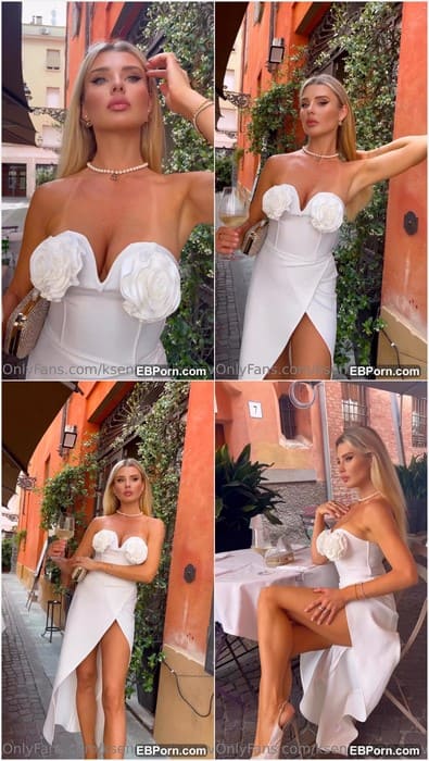 Kseniya Belousova lingerie model and escort girl working in Moscow and Dubai. Beauty blonde with hot tits! Fake tits?