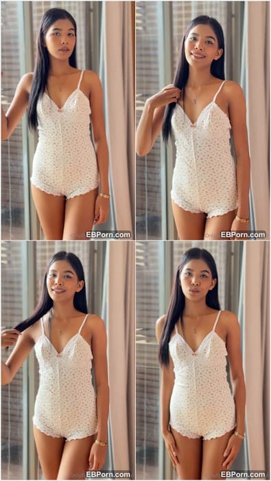 Lalitaofficial leaked video in hot white dress without panties. Hot and wet asian slut with slim body and tight pussy