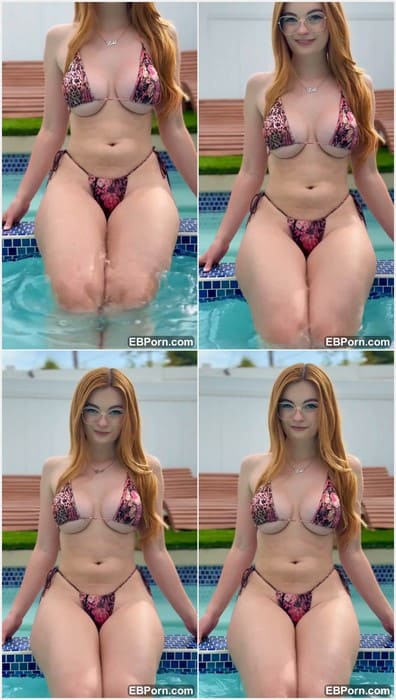 Lola Rose naked on public hotel pool show her amazing tits and pussy in hot bikini. Wet slut in glasses. Hot! Download free