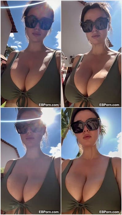 Olga Boo topless huge tits on the beach. Awesome beauty and hot model from Russia bounce her tits on full leak video! WOW