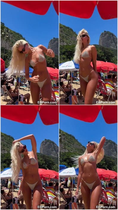 Polina Malinovskaya topless blonde posing in hot bikini on the public pool with hot and fresh pussy in new bikini! Sexy and wet